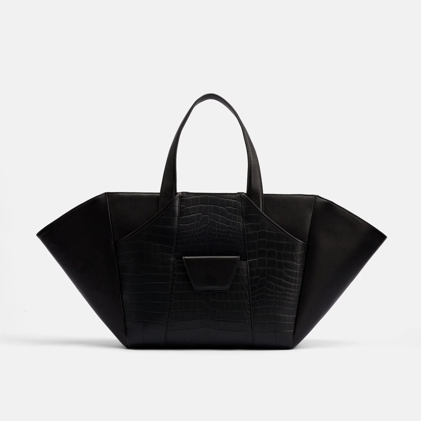 Image of Marissa Structured Tote - Black Croc Leather