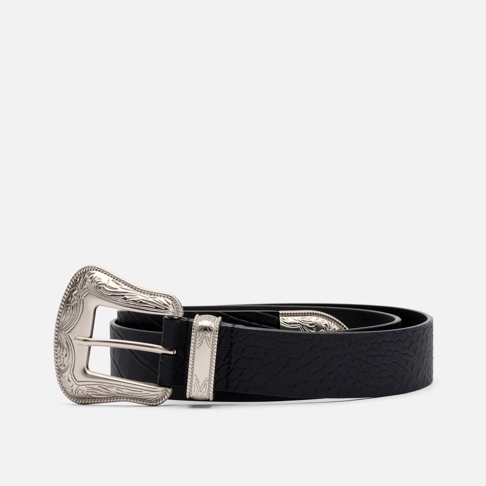 Image of Marc Nolan Leather Belt - Black Crocskin
