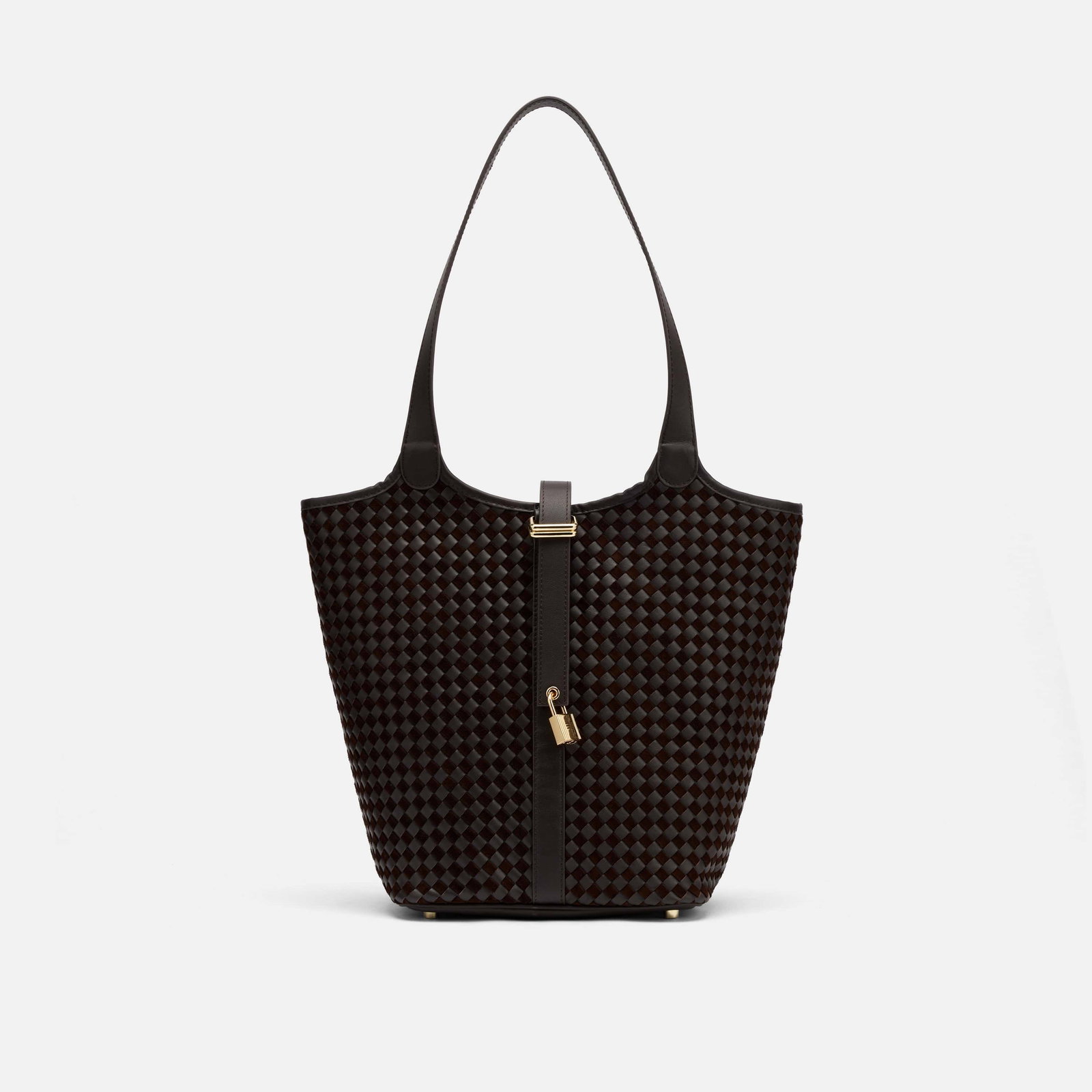 Image of Mila Brown Woven Leather Tote Bag