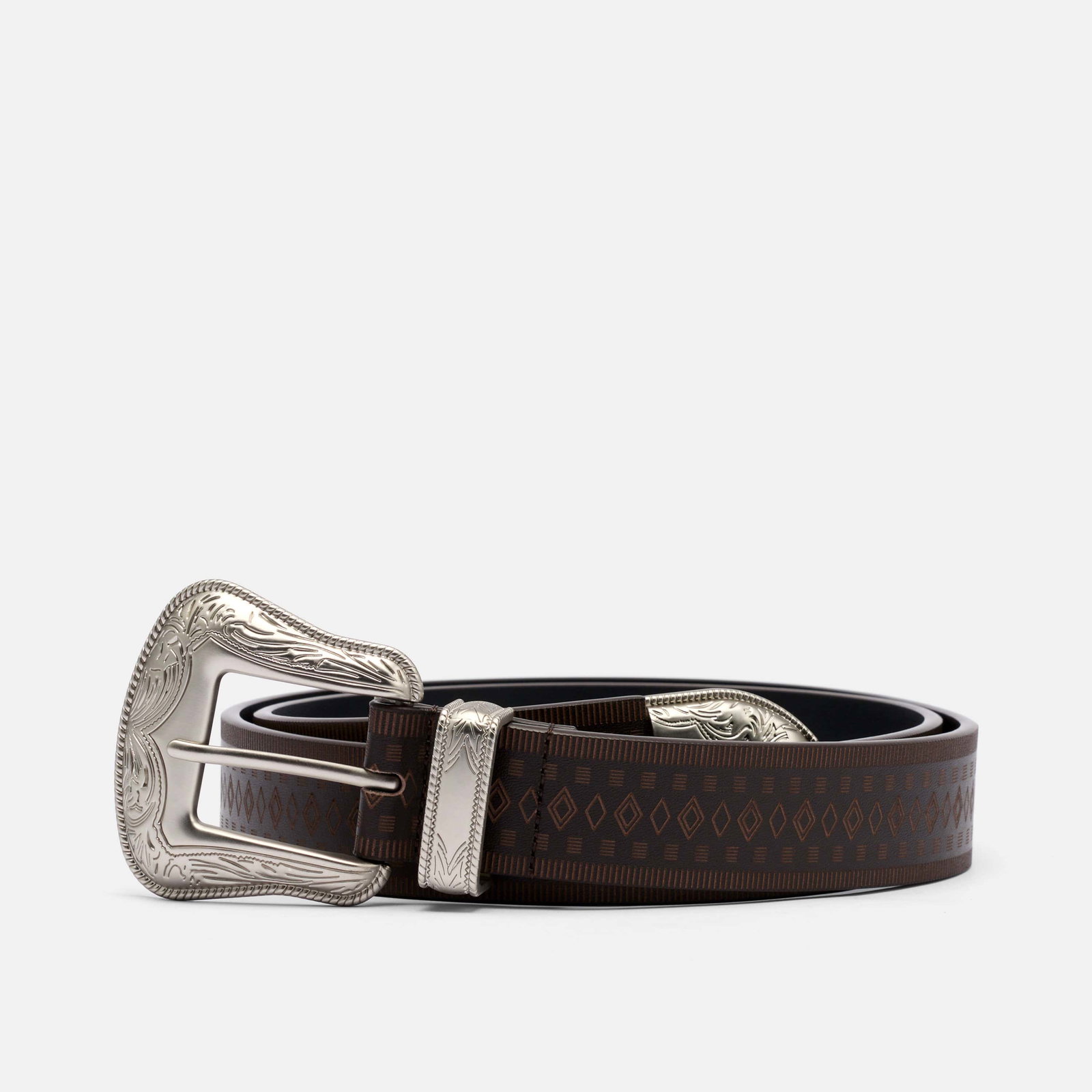 Image of Marc Nolan Leather Belt - Brown Western Diamond