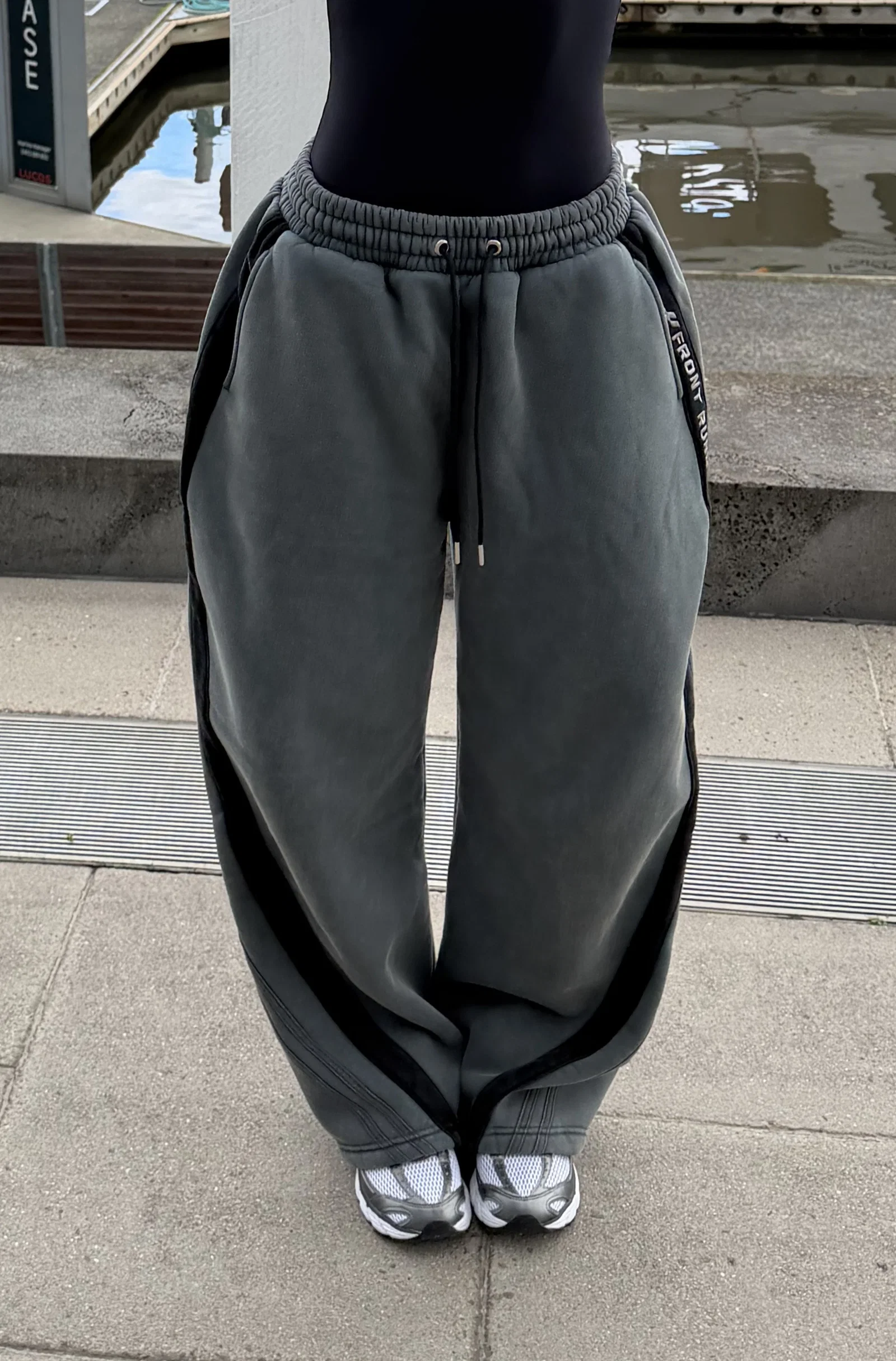 Image of FR Sports Stripe Barrel Pants - Concrete