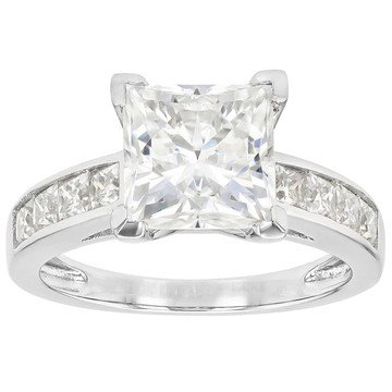 Moissanite Platineve Engagement Ring 3.90ctw DEW.