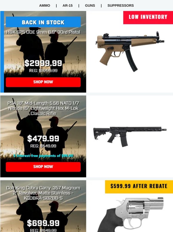 Sunday Steal!  $599.99 After Rebate Colt King Cobra .357Mag Revolvers!