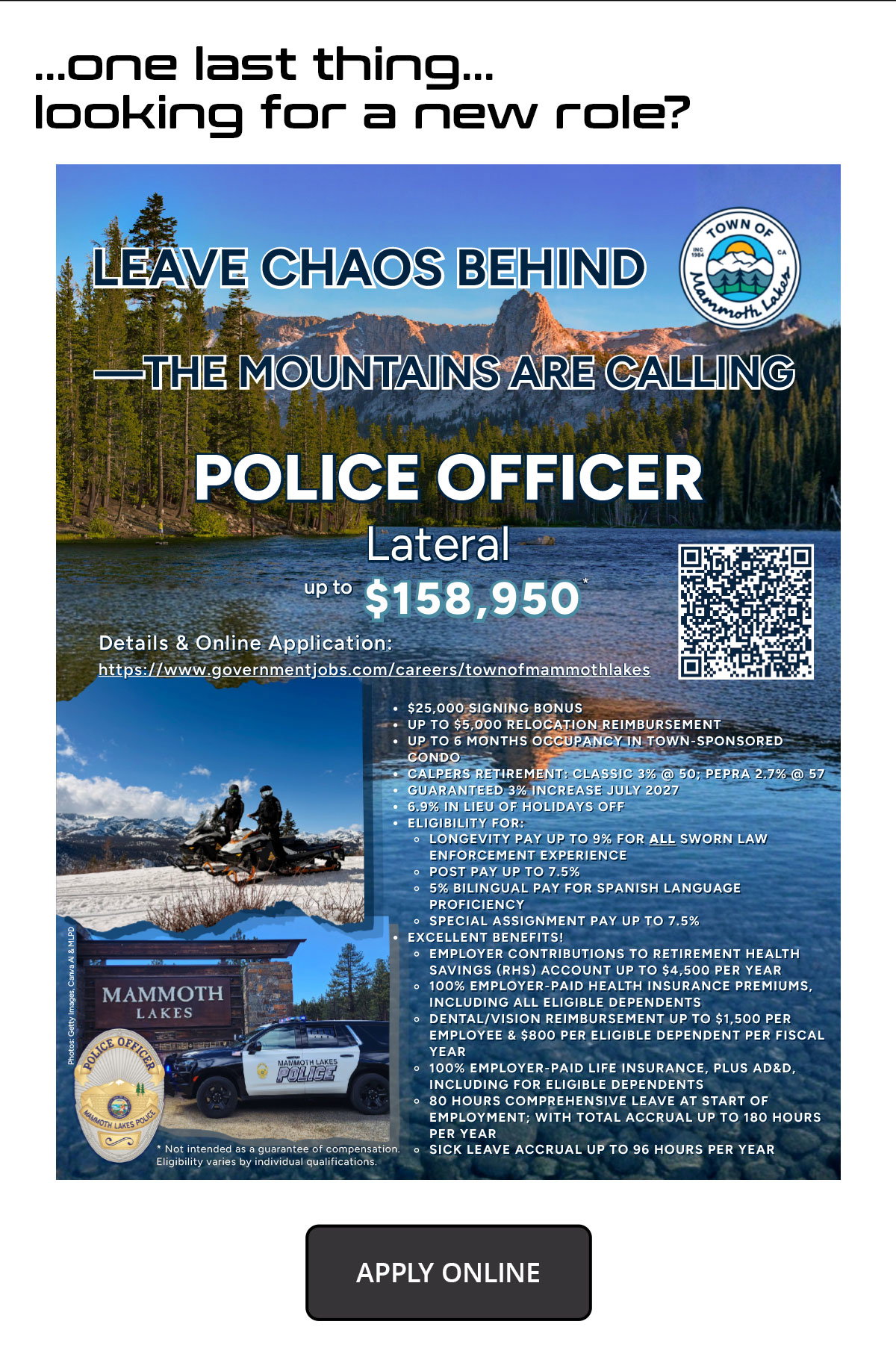 APPLY ONLINE TODAY ! 