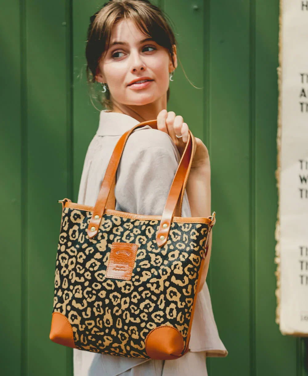 Small Tote in Abstract Leopard