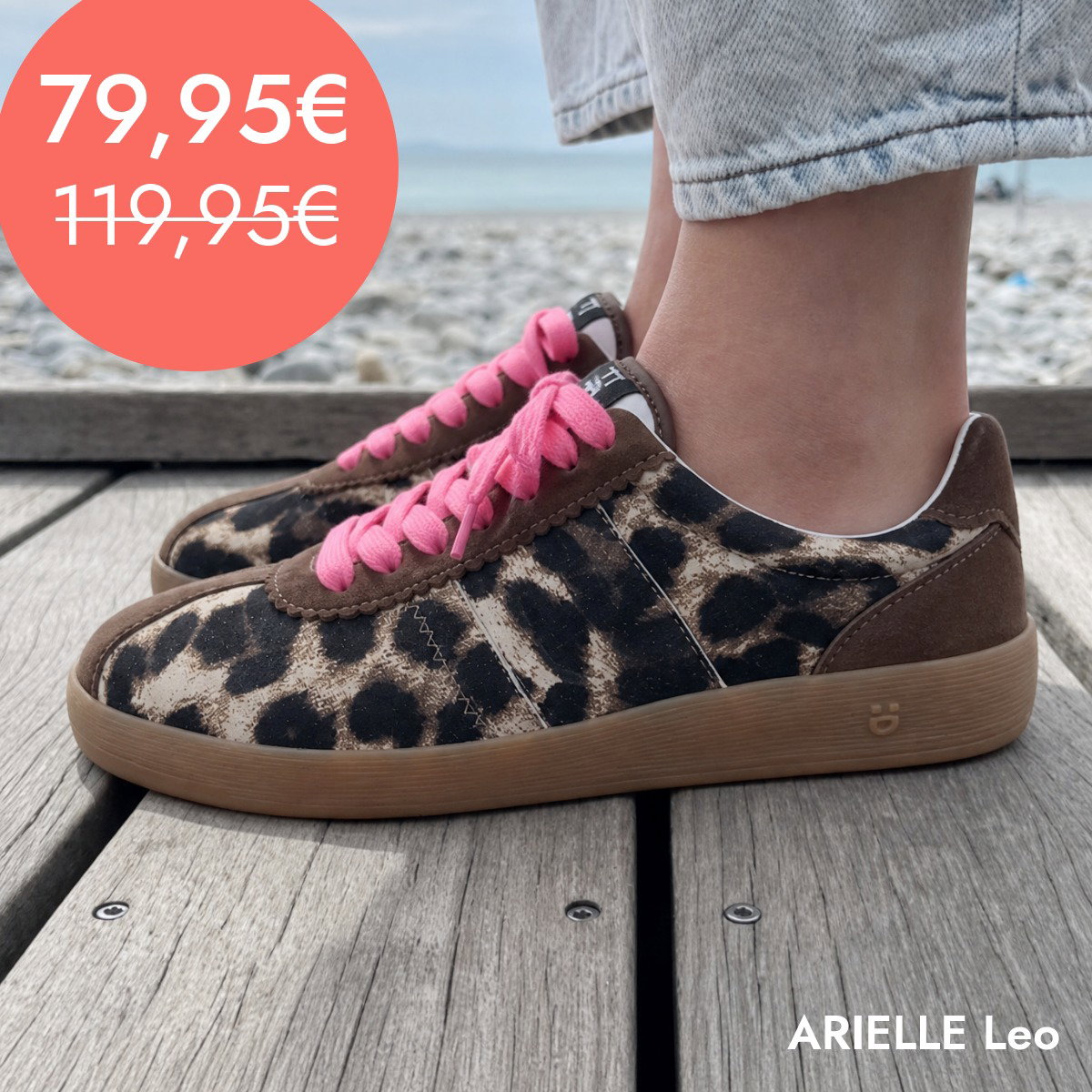 ARIELLE Suede Leo mit Braun Sneaker Turnschuh low aus Wildleder in Leo