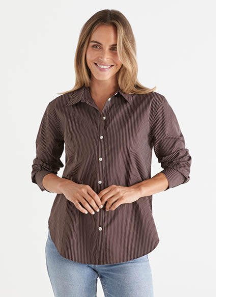 Poplin Long Sleeve Stripe Shirt