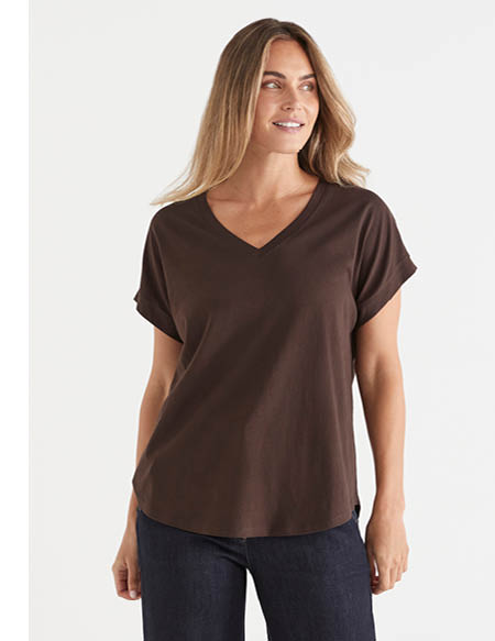 V Neck Extended Cuff Tee