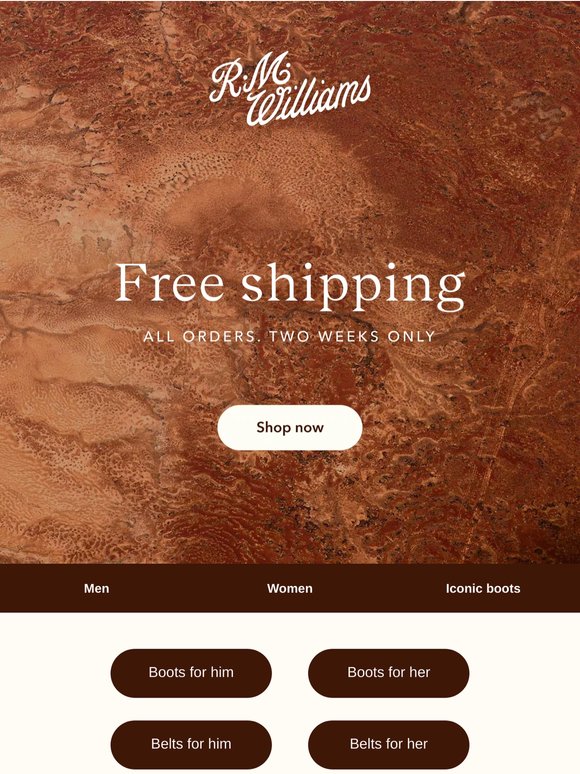 Free shipping: Two weeks only