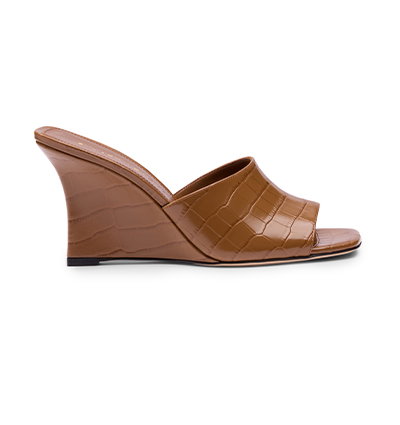 Vinnie Wedge Mule Slide 85 in Doe Brown Croc
