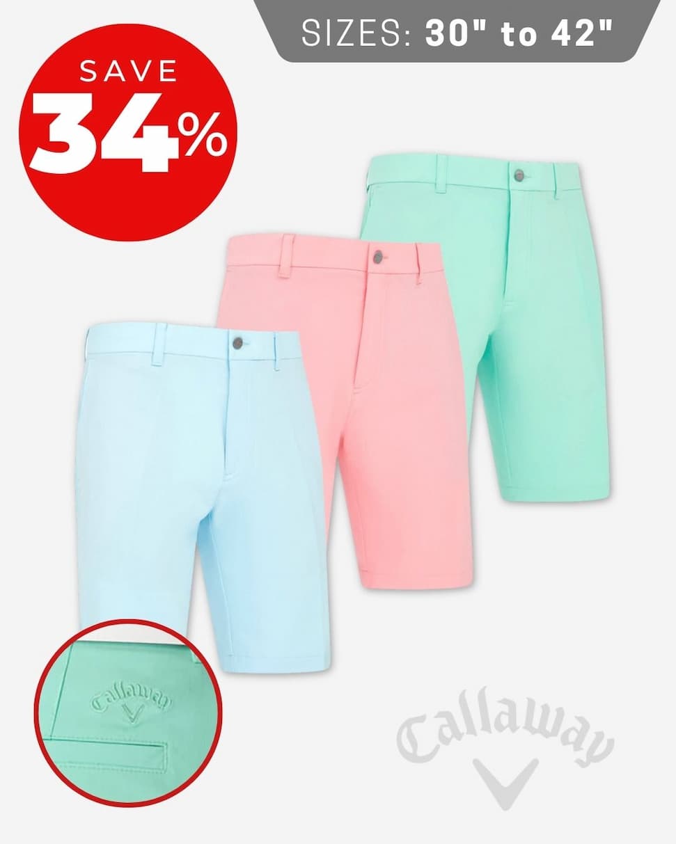 Callaway Golf Mens Chev Tech II Light Active Waistband Stretch Shorts