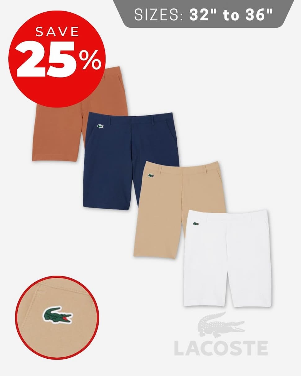 Lacoste Mens 2026 Ultra Dry Moisture Wicking Water Repellent Golf Shorts