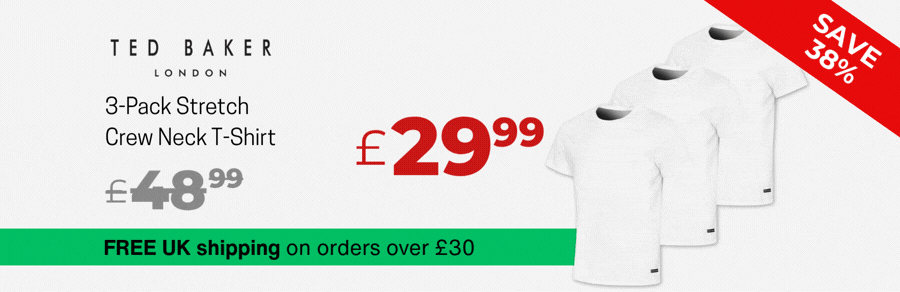 Ted Baker Mens 3-Pack Stretch Cotton Classic Crew Neck T-Shirt