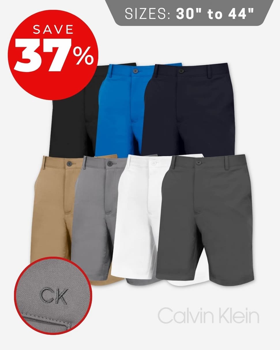 Calvin Klein Mens 2026 Micro Tech Lightweight Golf Shorts