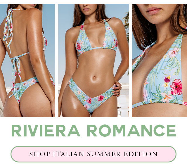 Giada blue floral bikini. Riviera Romance. Shop Italian Summer Edition. 