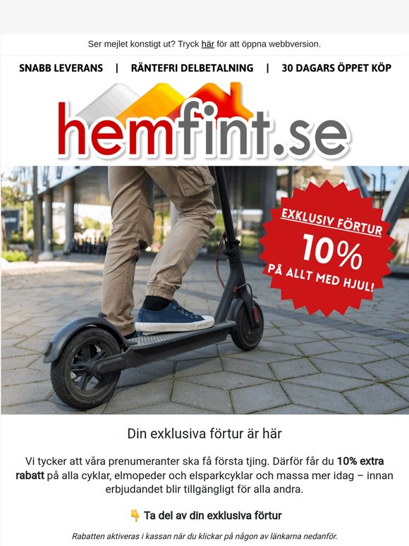 Din exklusiva förtur: 10% extra på allt med hjul 🚲