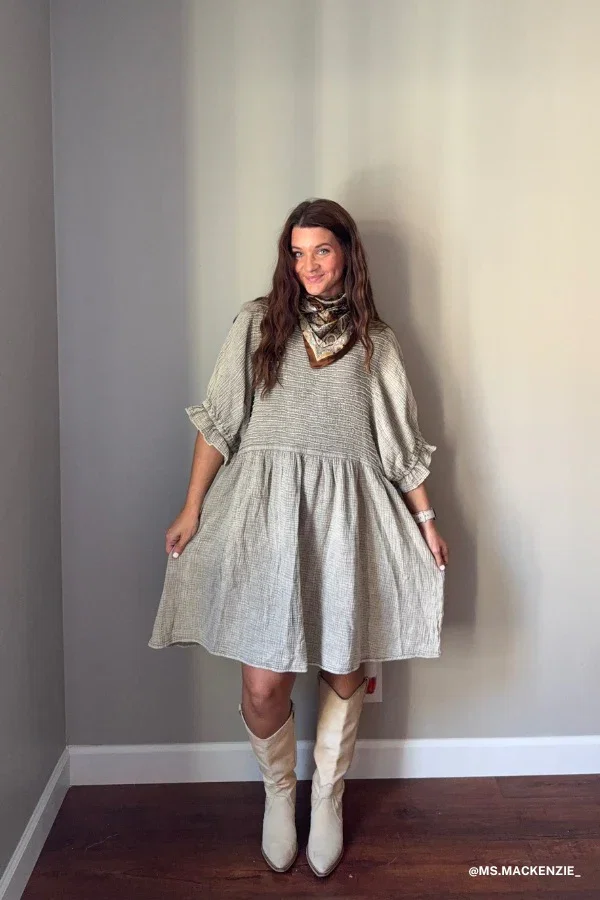 Image of Quinn Puff Sleeve Mini Dress - Natural