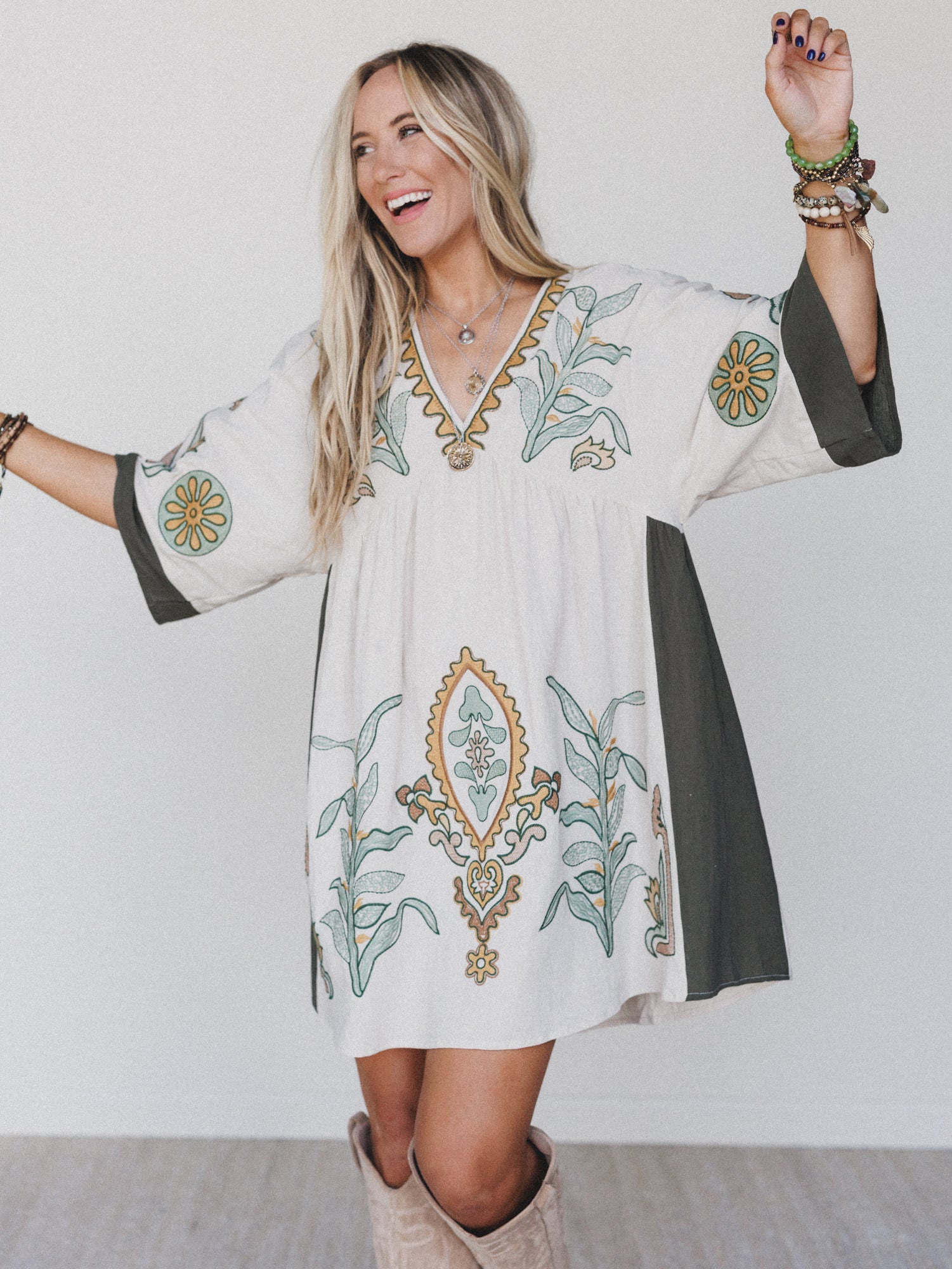Image of Chateau Chic Babydoll Tunic Dress - Sage
