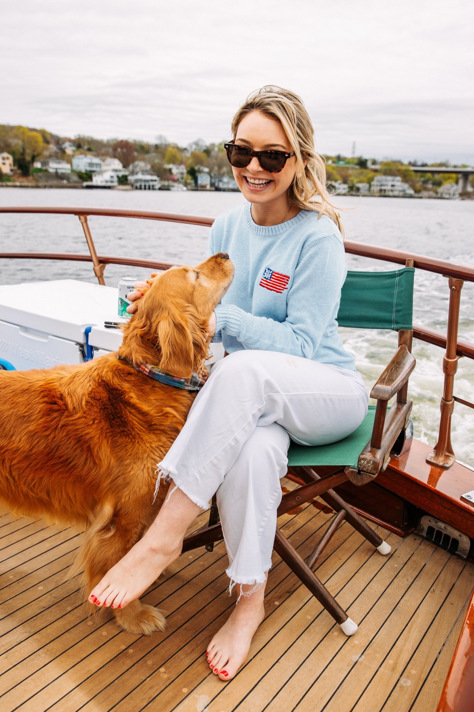 Old Glory Embroidered Sweater - Women's