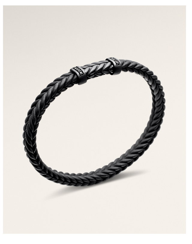 Chevron BraceletBlack Rubber with Black Titanium and Black Diamonds,
