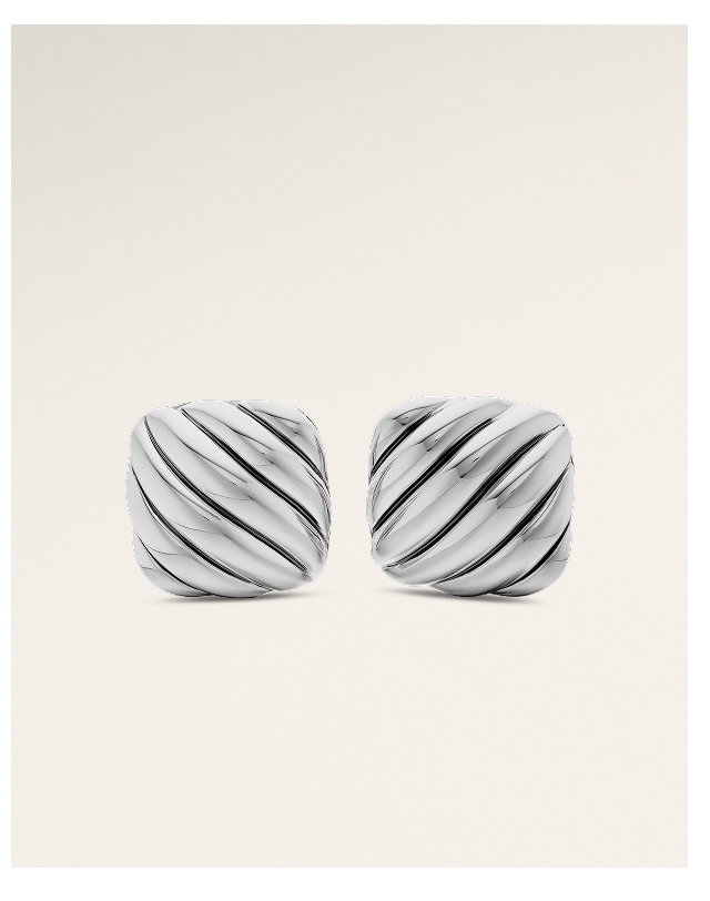 Sculpted Cable Cushion CufflinksSterling Silver, 17mm