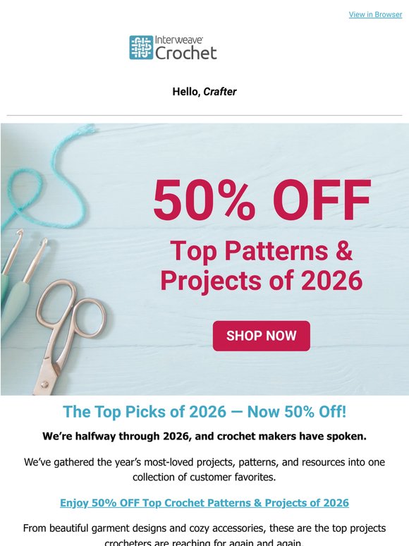 50% OFF Best Patterns & Projects of 2026!