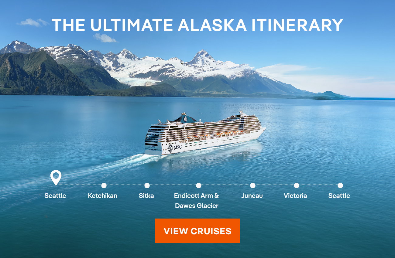 The Ultimate Alaska Itinerary – Seattle • Ketchikan • Cruising Tracy Arm Fjord • Juneau • Icy Strait Point • Victoria • Seattle – Click to View Cruises & Book Now