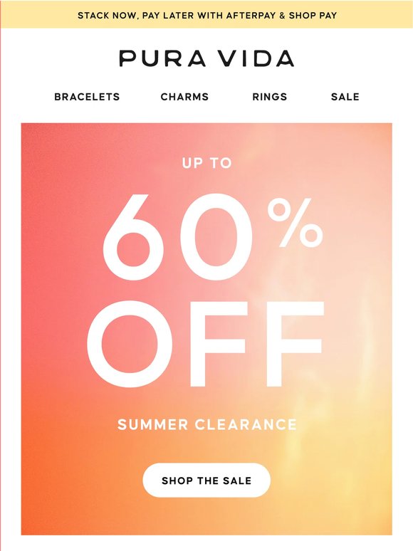 UP TO 60% OFF STARTS NOW!