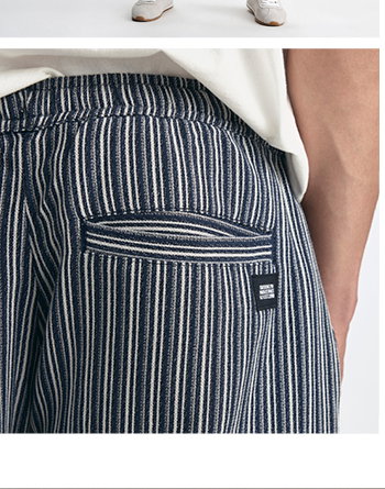 Men's Drawstring Striped Shorts Indigo