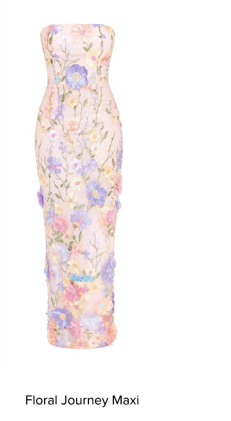 Floral Journey Strapless Maxi Dress Pink