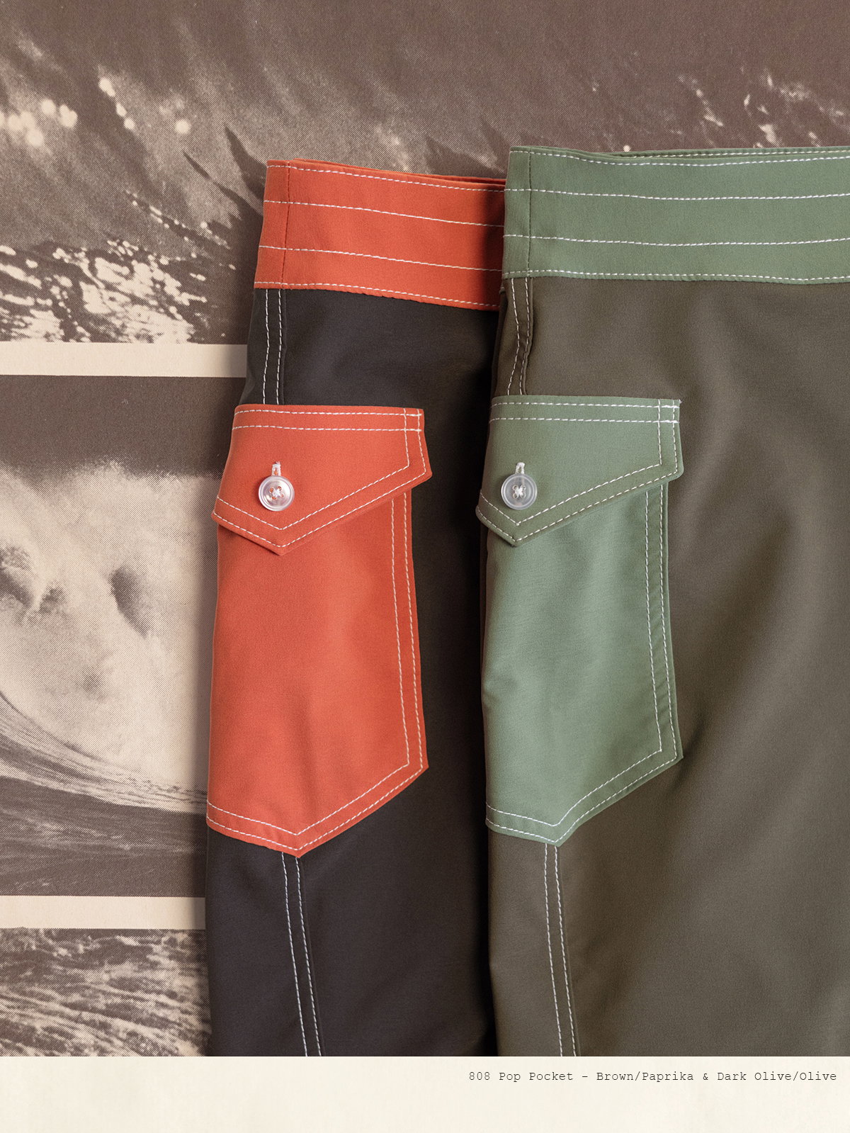 808 Pop Pocket - Brown/Paprika & Dark Olive