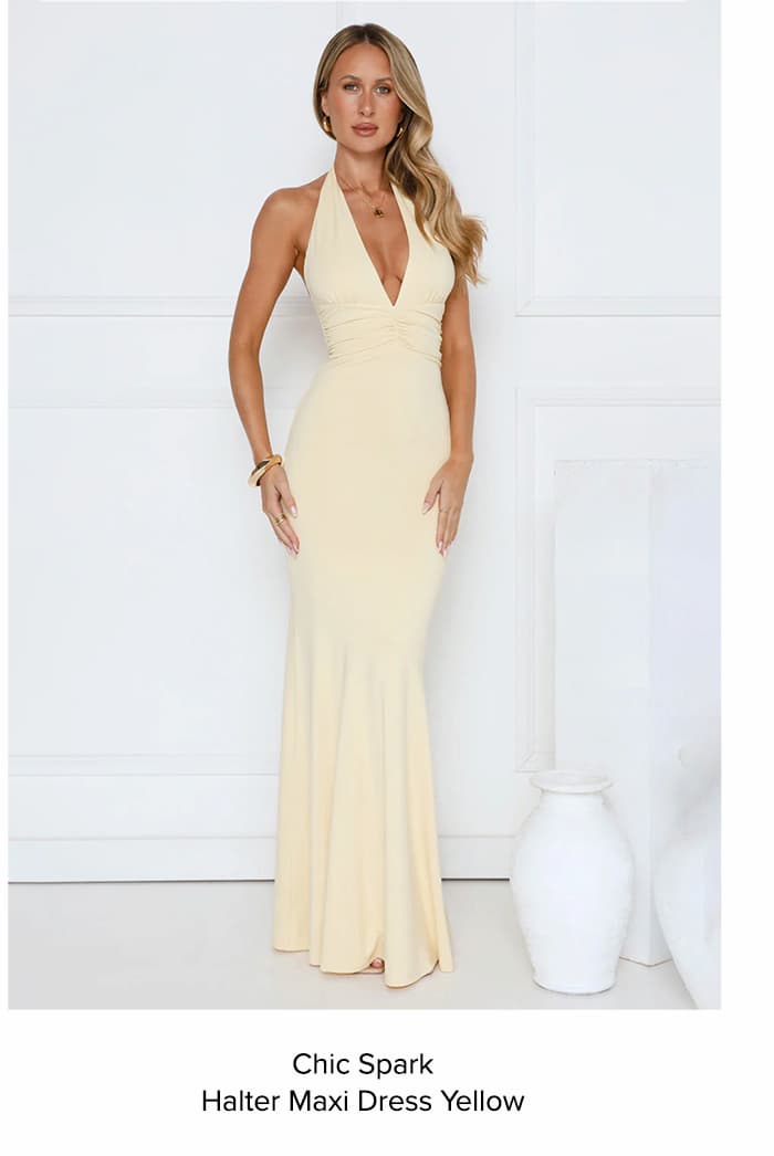 Chic Spark Halter Maxi Dress Yellow
