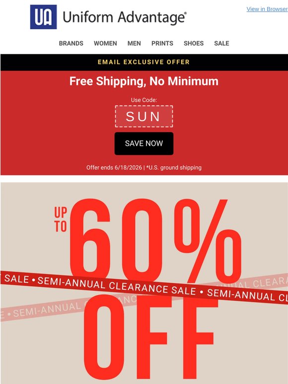 Early Access: Semi-Annual Clearance — up to 60% off + free U.S. shipping