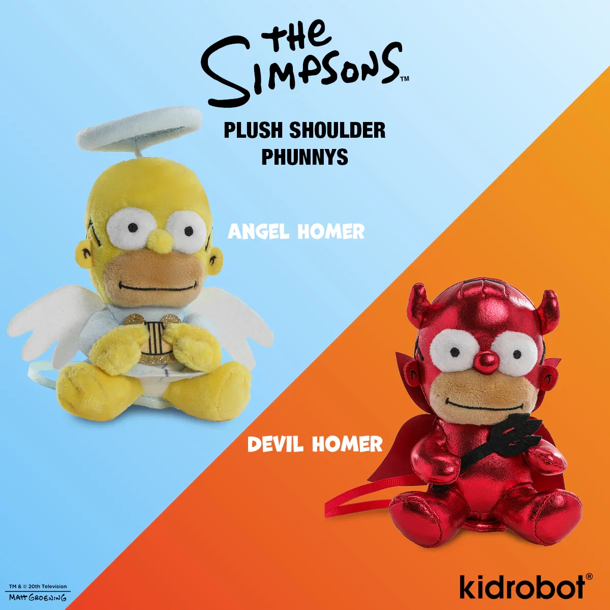 Image of The Simpsons - Homer Angel and Homer Devil Plush Shoulder Phunny 2-Pack Bundle (PRE-ORDER)