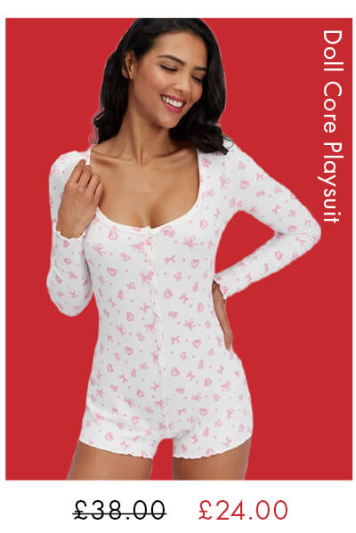 Doll core ribbed short playsuit