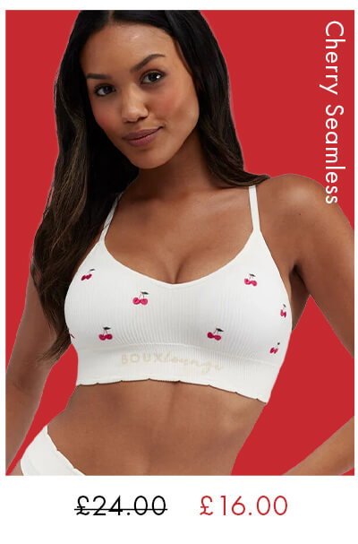 Ribbed seamless cherry embroidered bralette