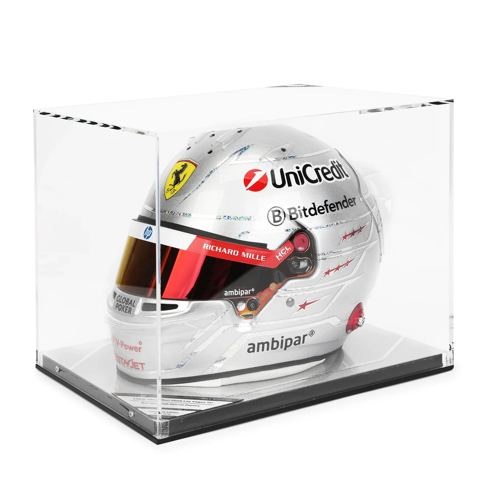 Image of Lewis Hamilton 2025 Replica Ferrari Helmet – Las Vegas GP