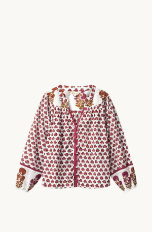 Karmen hand woodblock cotton top