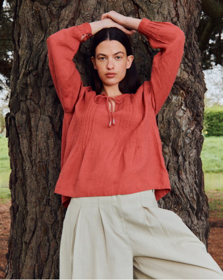 Liza pintuck linen top