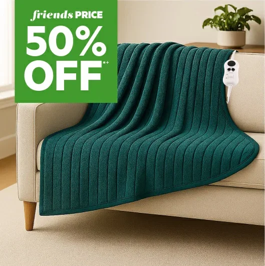 50% off quilts, pillows, mattress toppers, underlays & blankets