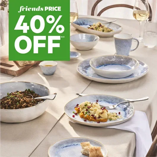40% off full price maxwell & williams dinnerware