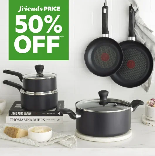 50% off full price scanpan, raco & tefal cookware