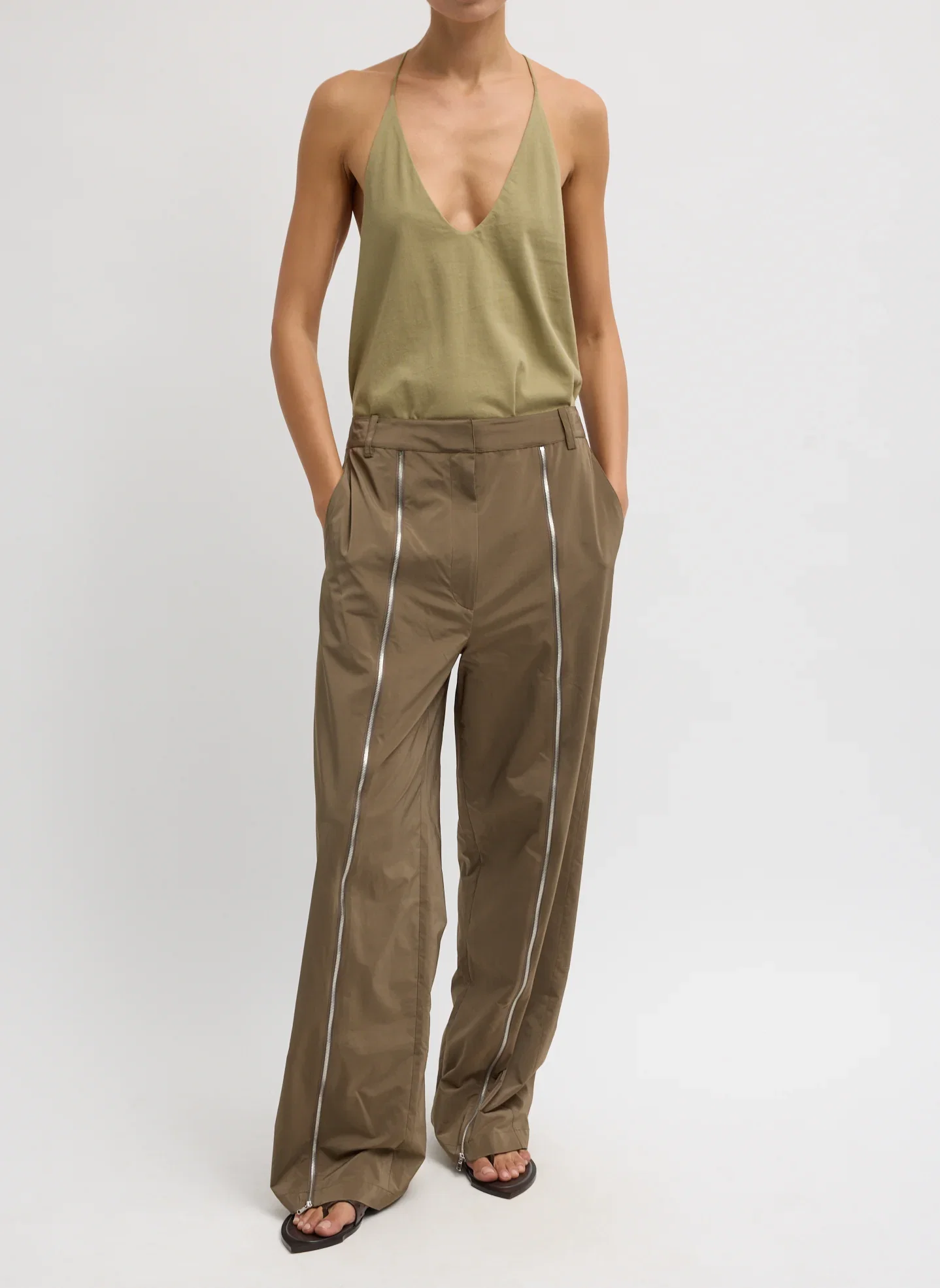 Image of Nylon Zipper Trouser