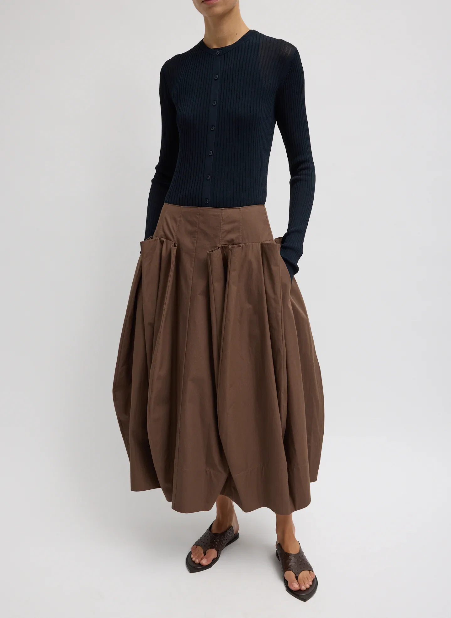 Image of Compact Eco Poplin Pinched Pleat Full Skirt