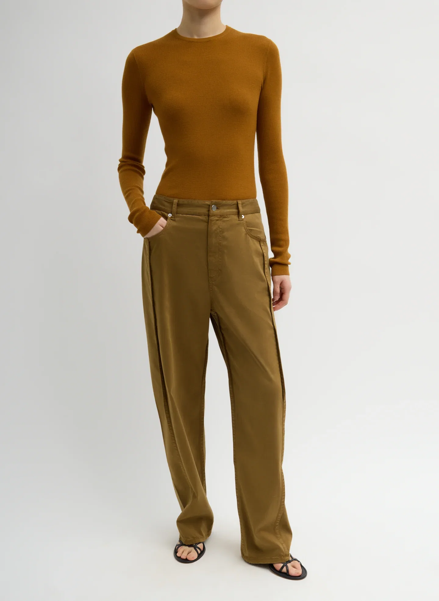 Image of Garment Dyed Stretch Twill Tuck Pant