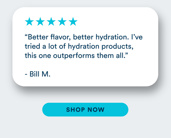 Customer testimonial. Shop Now.