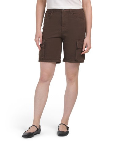 Cargo Bermuda Length Shorts For Women, Spandex/Cotton/Polyester