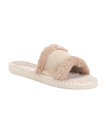 Suede Faux Fur Sandals For Women