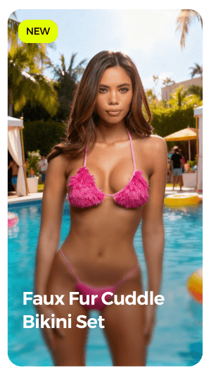 faux fur cuddle bikini set