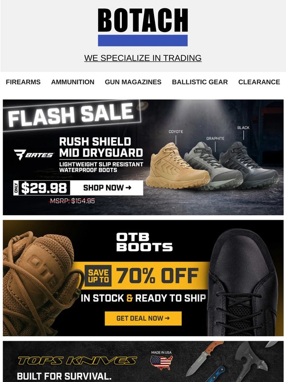 ⚡ Flash Sale: Bates Rush Shield Waterproof Boots Only $29.98